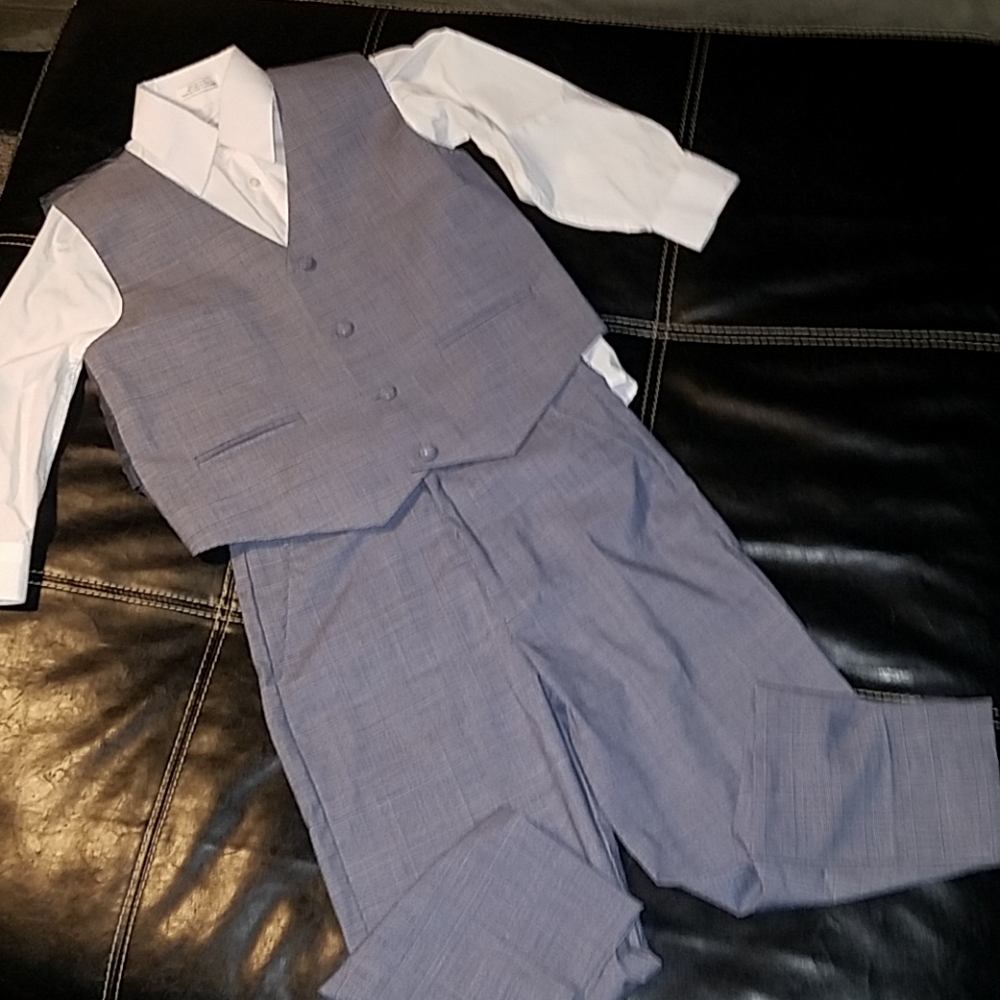 James Morgan Boys Pant Vest Suit Blue/Gray Sz12